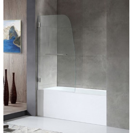 ANZZI Grand Series 31.5 in. by 56 in. Frameless Hinged Tub Door in Brushed Nickel SD-AZ10-01BN